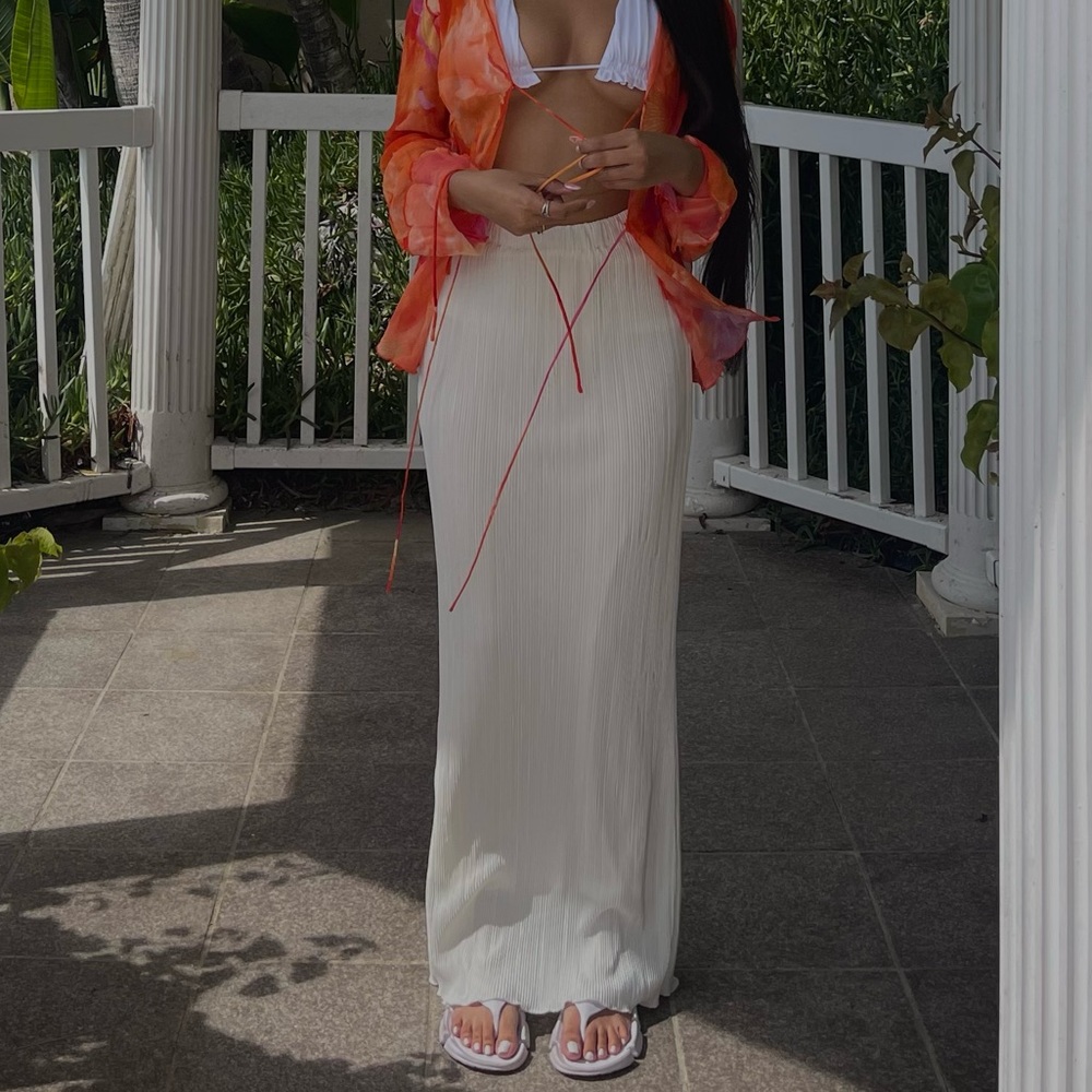 Peppermayo plisse ivory maxi skirt